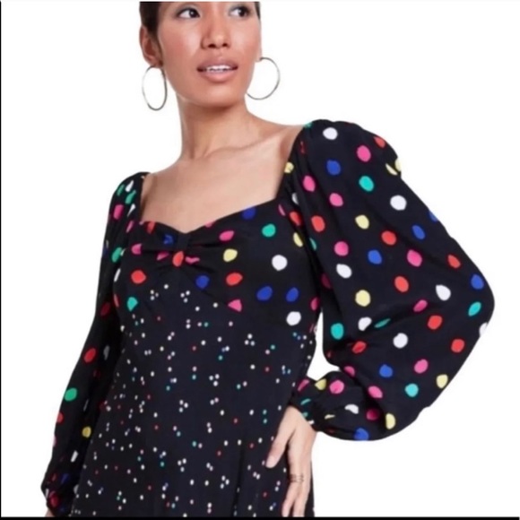 Rixo Black Polka Dot Swing Dress Size 4 - Picture 2 of 8